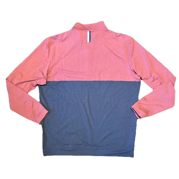 Rhoback Pullover Mens Large Red Blue Colorblock Performance Quarter Zip Q-Zip